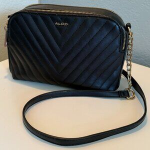 ALDO Black Chevron Double Compartment Crossbody Purse, $25